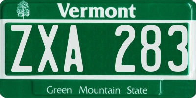 VT license plate ZXA283