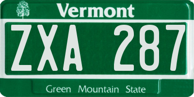 VT license plate ZXA287