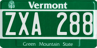 VT license plate ZXA288