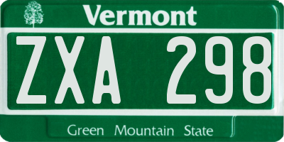 VT license plate ZXA298