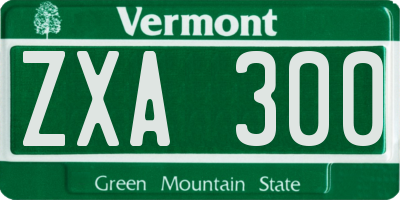 VT license plate ZXA300