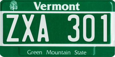 VT license plate ZXA301