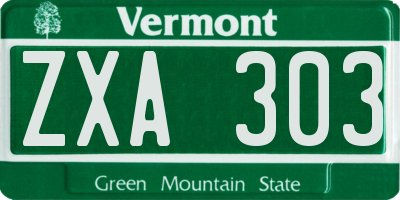 VT license plate ZXA303