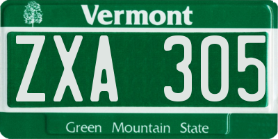 VT license plate ZXA305