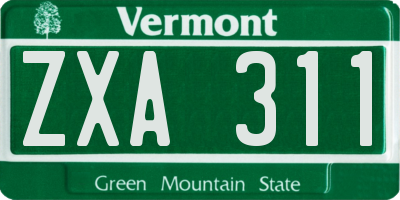 VT license plate ZXA311