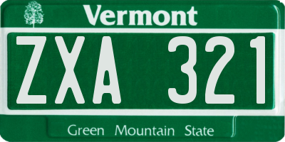 VT license plate ZXA321