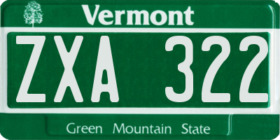 VT license plate ZXA322