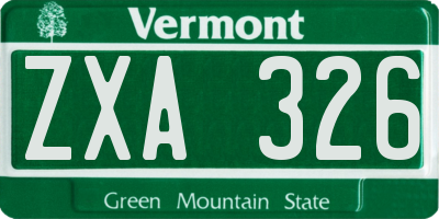VT license plate ZXA326