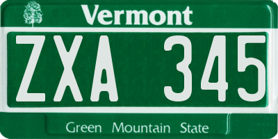 VT license plate ZXA345