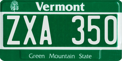 VT license plate ZXA350