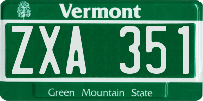 VT license plate ZXA351