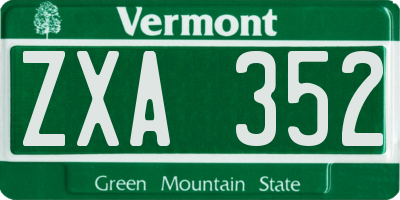 VT license plate ZXA352