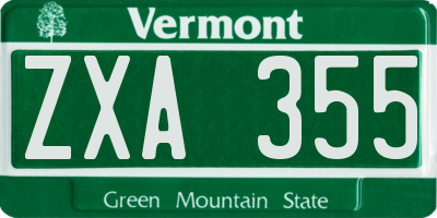 VT license plate ZXA355