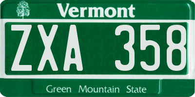 VT license plate ZXA358