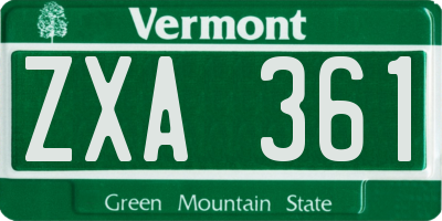 VT license plate ZXA361