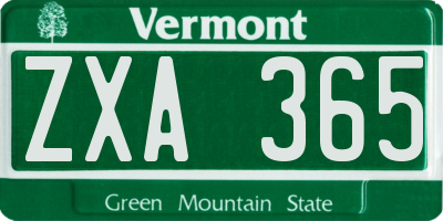 VT license plate ZXA365