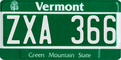 VT license plate ZXA366