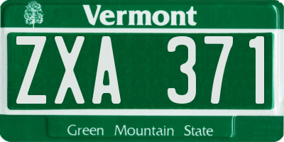 VT license plate ZXA371