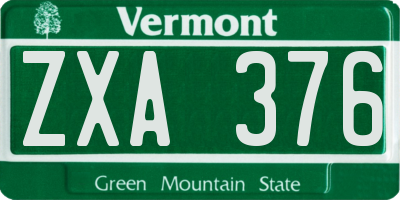 VT license plate ZXA376