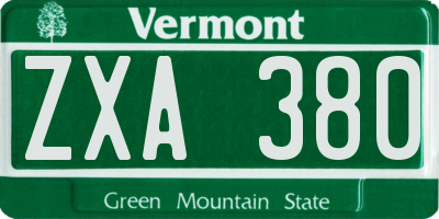 VT license plate ZXA380