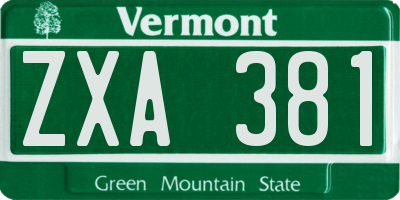 VT license plate ZXA381