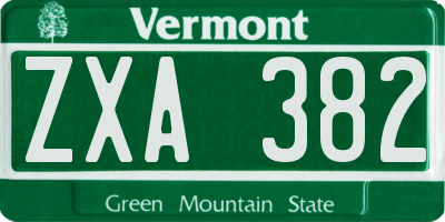 VT license plate ZXA382