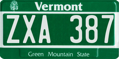 VT license plate ZXA387