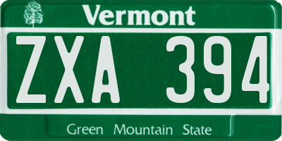 VT license plate ZXA394
