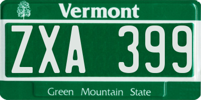 VT license plate ZXA399