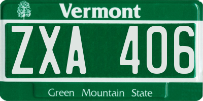 VT license plate ZXA406