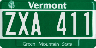 VT license plate ZXA411