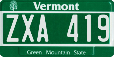 VT license plate ZXA419