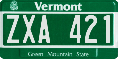 VT license plate ZXA421