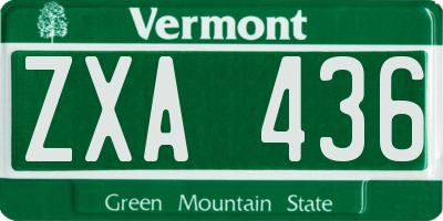 VT license plate ZXA436
