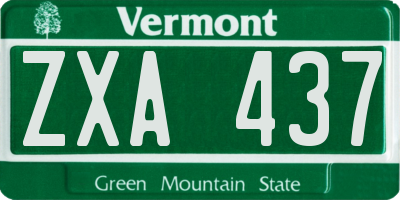 VT license plate ZXA437