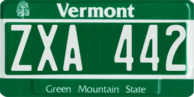 VT license plate ZXA442