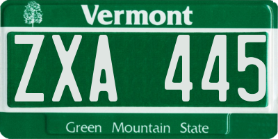 VT license plate ZXA445