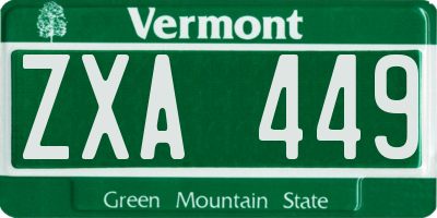 VT license plate ZXA449