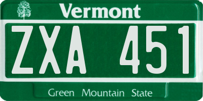 VT license plate ZXA451