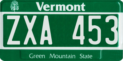 VT license plate ZXA453