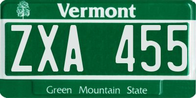 VT license plate ZXA455