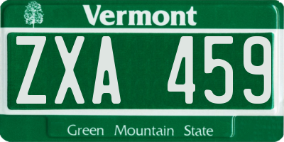 VT license plate ZXA459