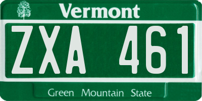 VT license plate ZXA461