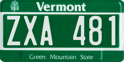 VT license plate ZXA481