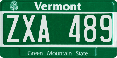 VT license plate ZXA489