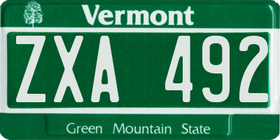 VT license plate ZXA492