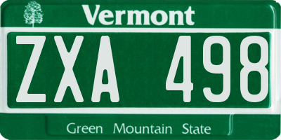 VT license plate ZXA498