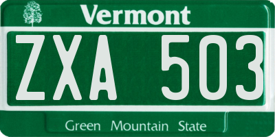 VT license plate ZXA503