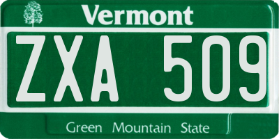 VT license plate ZXA509