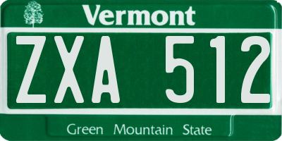 VT license plate ZXA512